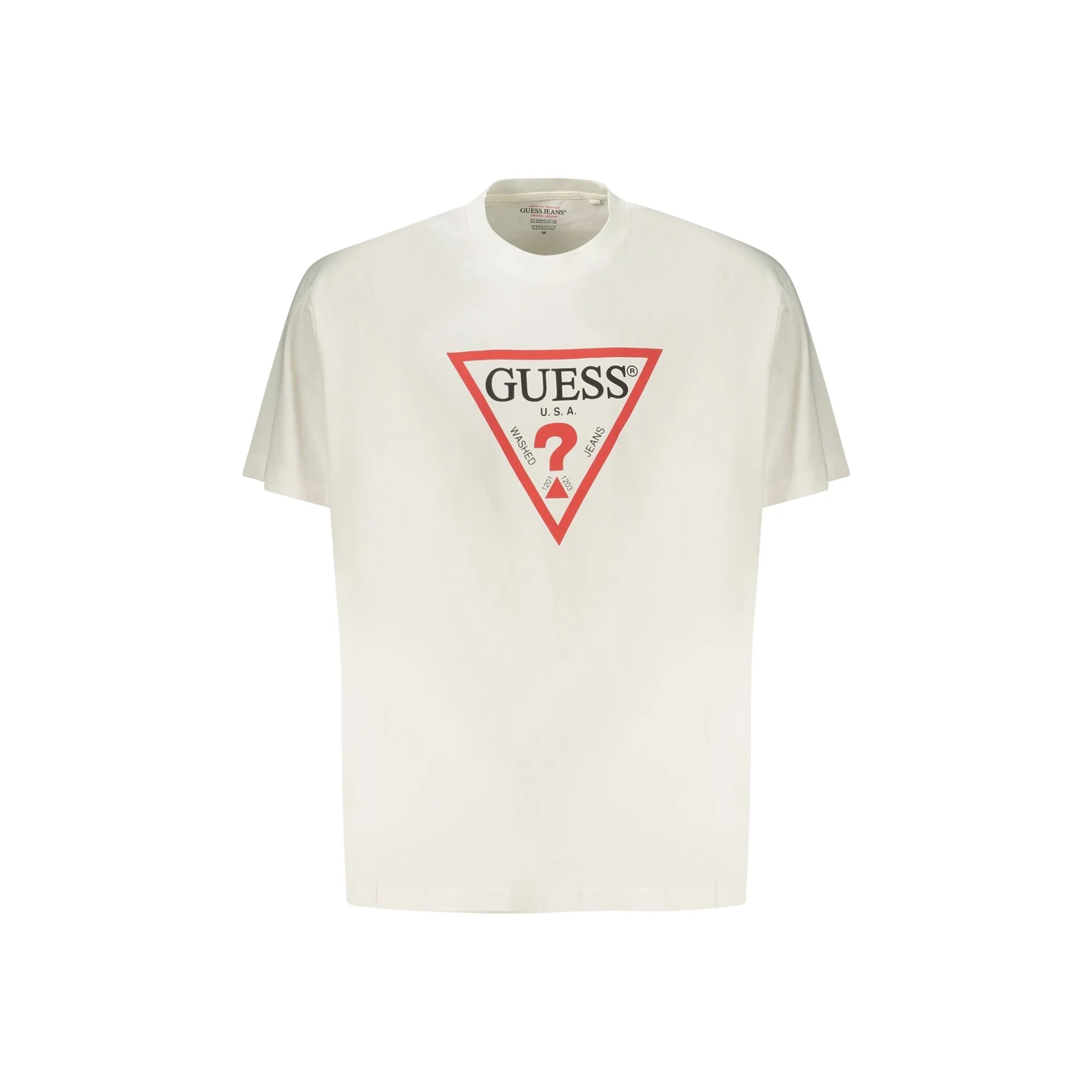 Guess Jeans T-Shirt Maniche Corte Uomo Bianca Stampa Logo Bianco - foto prodotto
